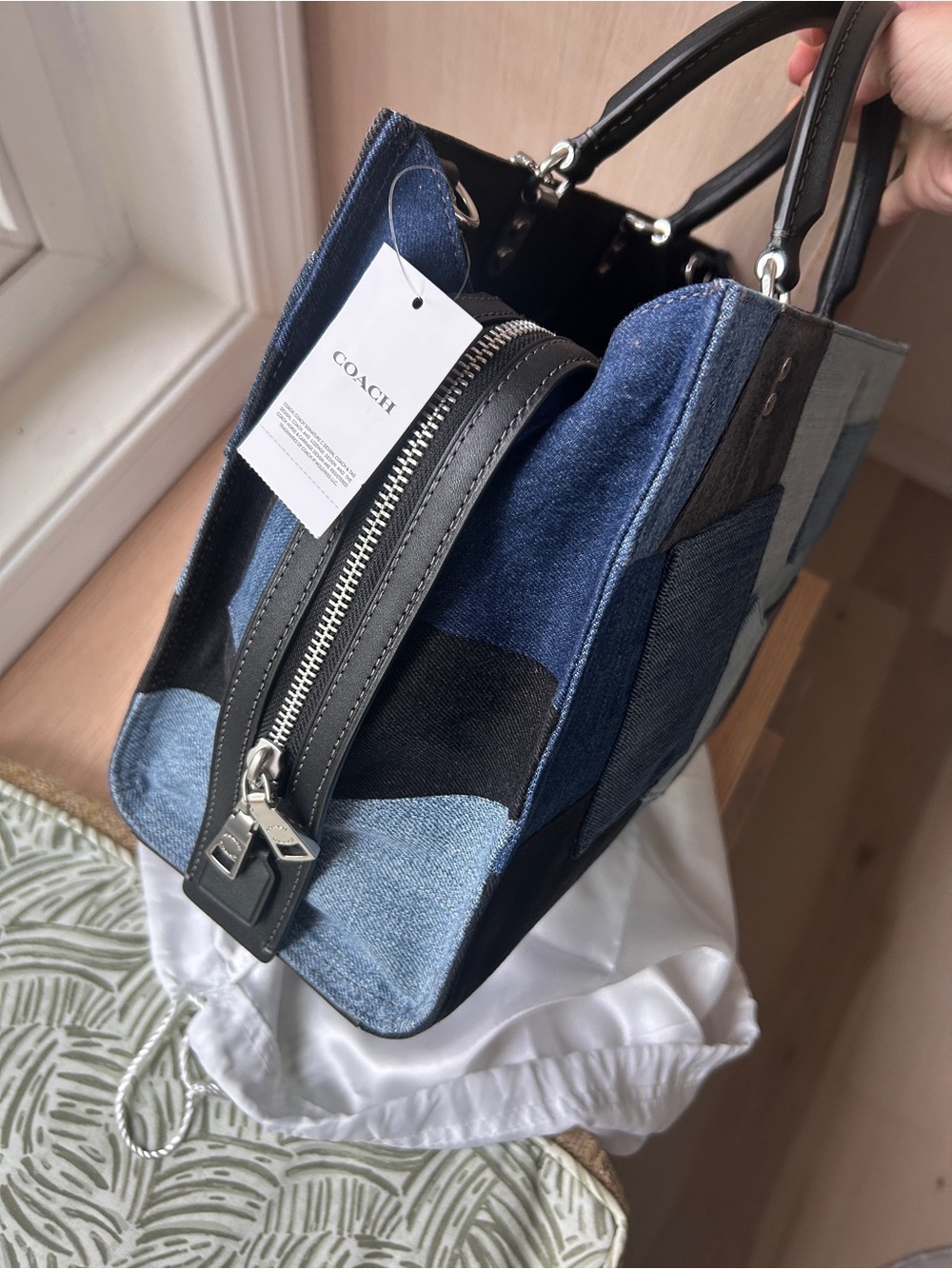 NWT🦋Coach Rogue Bag With Repurposed Denim Patchwork Shoulder CAN10 Rare Limited - Picture 10 of 13